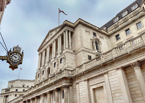 London, UK - July 23, 2023: Bank of England in Threadneedle Street, London, England.