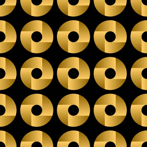 Vector illustration of Golden circular shapes with four segments