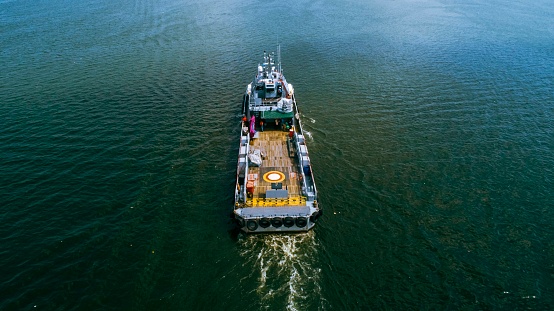 February 21, 2021 - Nashville, Tennessee, U.S.: A Ingram Barge Company vessel sails down the Cumberland River. Ingram transports dry and liquid commodities on over 4,500 miles of America’s inland waterways.
