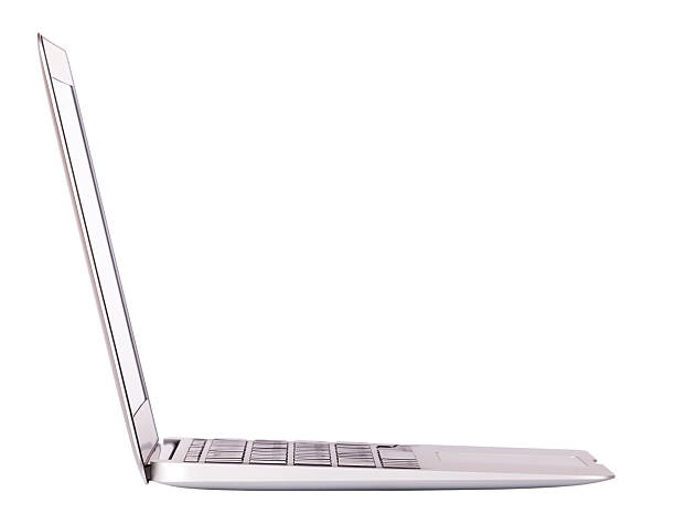 Laptop side view. Isolated stock photo
