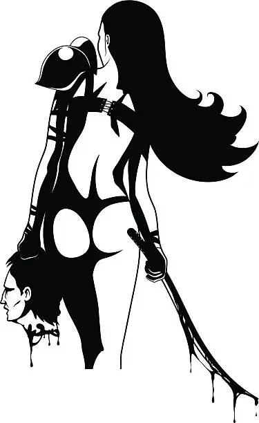 Vector illustration of Fantasy woman warrior