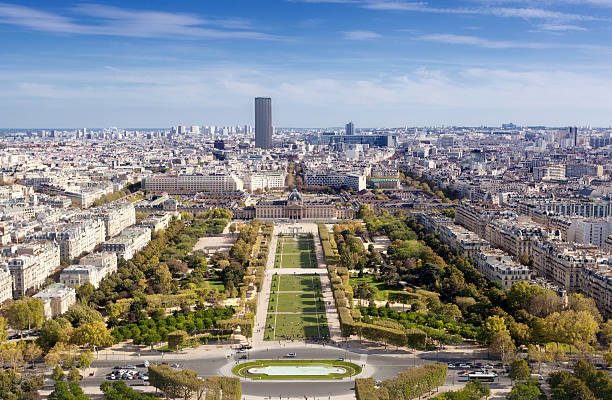 istock Top view from Eiffel tower on famous Champs de Mars 157625637