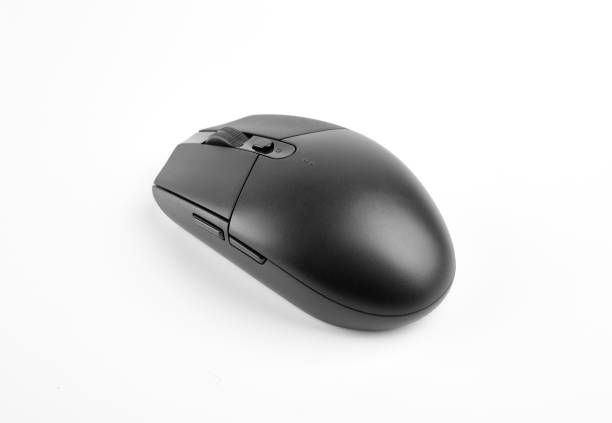 istock Computer wireless black mouse isolated on white background for business, education and technology concept design. 1576257845