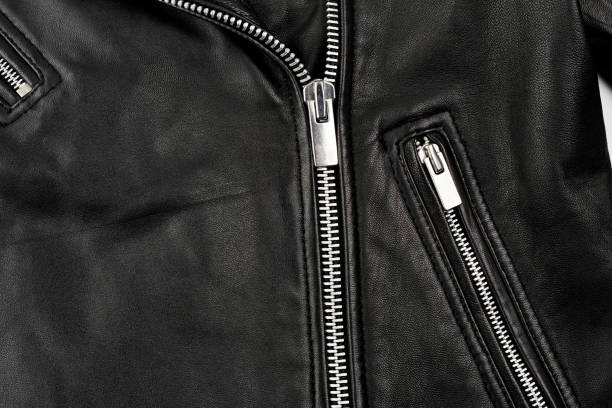 istock black leather punk jacket textured. biker jacket. Leather fabric texture 1576263919