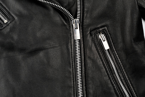 black leather punk jacket textured. biker jacket. Leather fabric texture