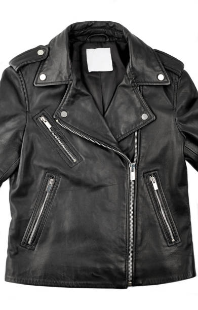 istock black leather punk jacket textured. biker jacket. Leather fabric texture 1576265052