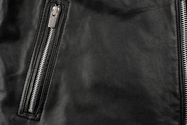 istock black leather punk jacket textured. biker jacket. Leather fabric texture 1576265585
