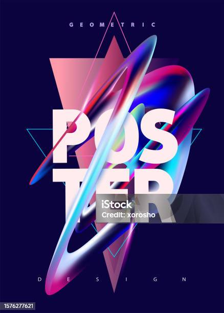 Futuristic Poster Example Futuristic Poster Template With Abstract Iridescent Form Stock ...