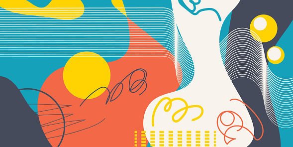 Collage Header Image Creative Doodle Art Header With Different Shapes And Textures Collage ...