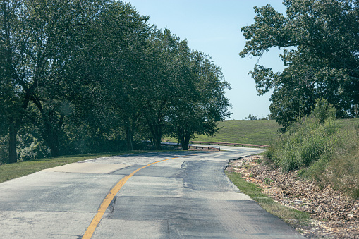 Branson, Missouri, USA. 4 June 2023. Driving along the Table Rock Dam in Branson.