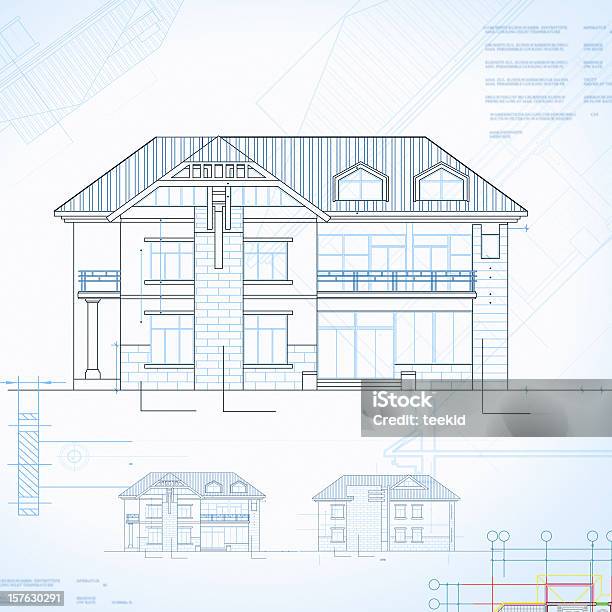 Immobilien Haus Blueprintdesign Stockfoto und mehr Bilder von Diagramm - Diagramm, Wohnhaus, Designer-Einrichtung