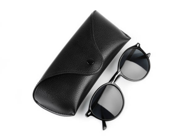 istock Stylish black sunglasses isolated on white background. 1576307981