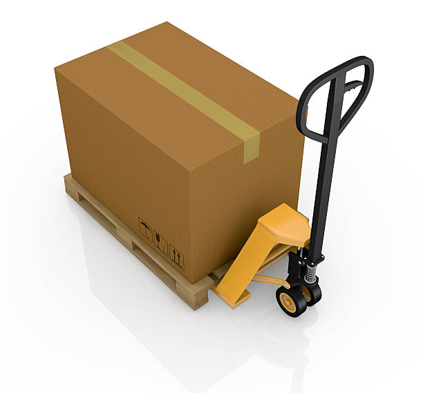 istock pallet truck and carton 157632187