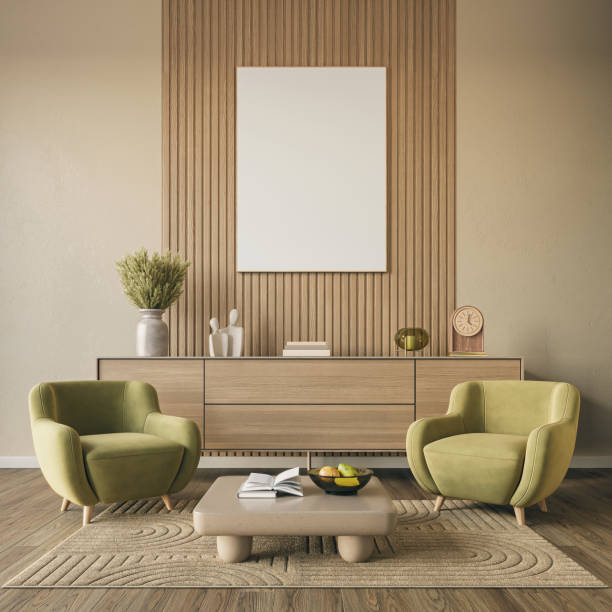 istock Exquisite apartment in soft neutral tones adorned with comfortable furnitre, elegent design and warm ambiance, 3d rendering 1576340911