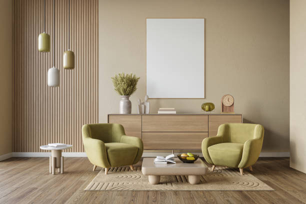 istock Exquisite apartment in soft neutral tones adorned with comfortable furnitre, elegent design and warm ambiance, 3d rendering 1576341178