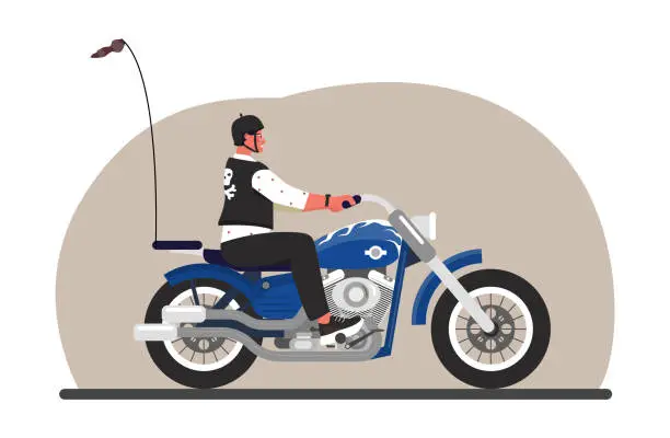 Vector illustration of Motorcyclist at bike vector concept