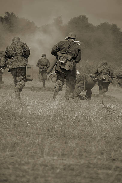 istock Military running in sepia tones 157635437