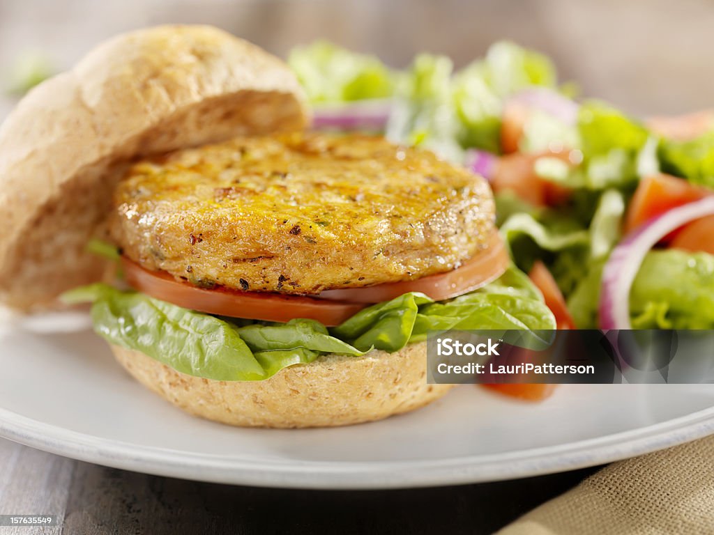 Vegetarian Soy Burger with Spinach  Soybean Stock Photo