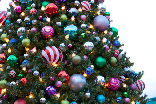 Christmas adorns on a tree