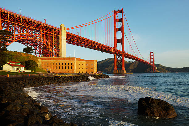 istock Picturesque Golden Gate Bridge at sunrise 157636120