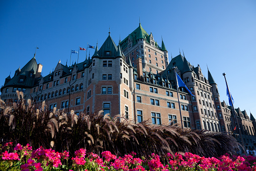 Chateau Frontenac With Flowers In Summer, Quebec City