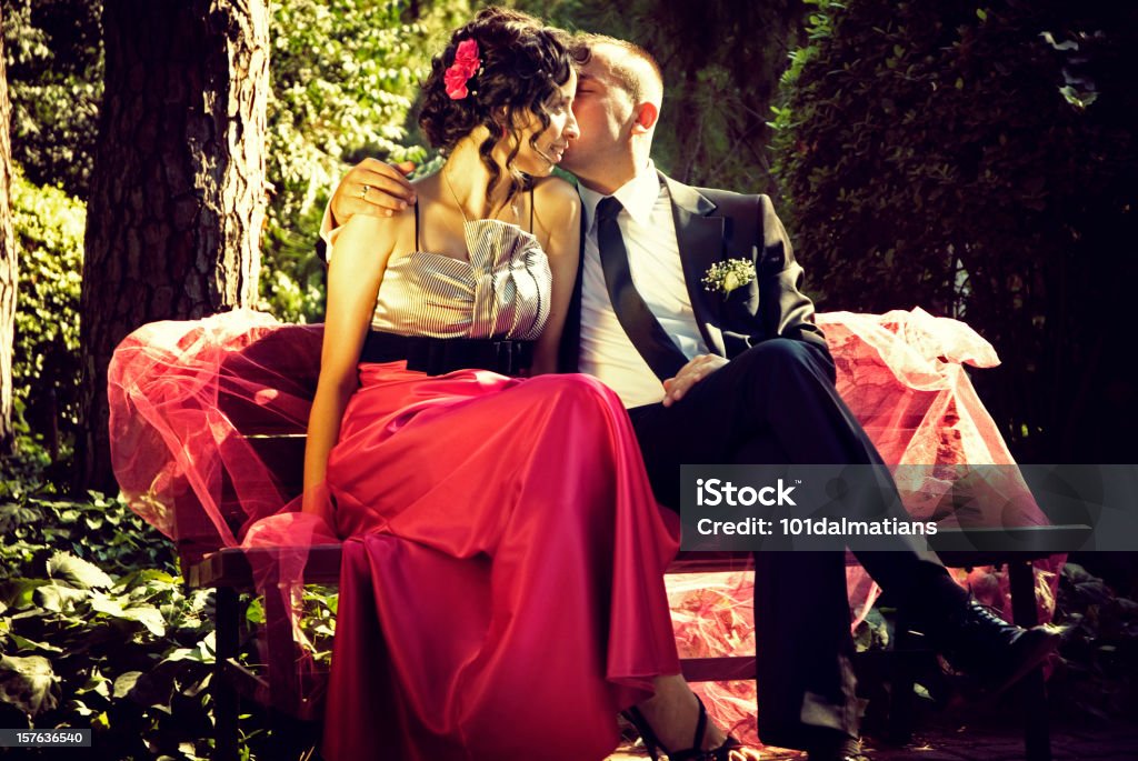 Lovers in nature  Evening Gown Stock Photo