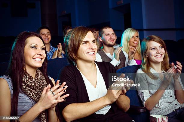 Young People In Movie Theater Stock Photo - Download Image Now - Clapping, People, Film Industry