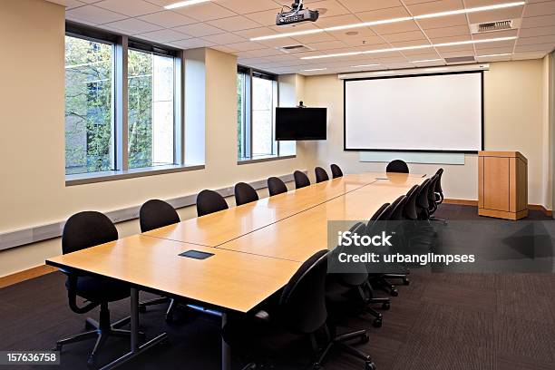 Business Meeting Room Stock Photo - Download Image Now - Meeting Room, Projection Equipment, Podium