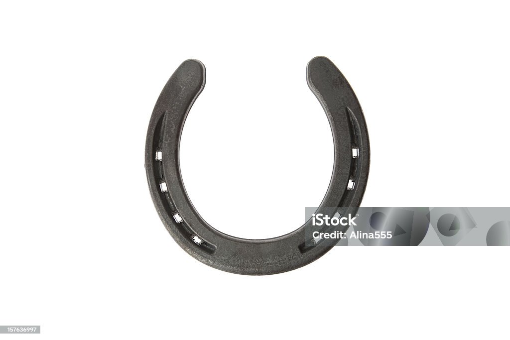 Lucky horseshoe isolado no fundo branco - Foto de stock de Ferradura royalty-free