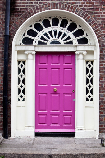 Pink door in Dublin, Ireland.
