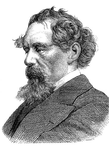 grawerunek z pisarz charles dickens z 1870 - charles dickens stock illustrations
