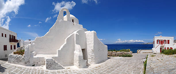 Greek Mykonos Paraportiani White Church - XXXLarge Famous greek Paraportiani white church in Mykonos, Greece greek orthodox stock pictures, royalty-free photos & images