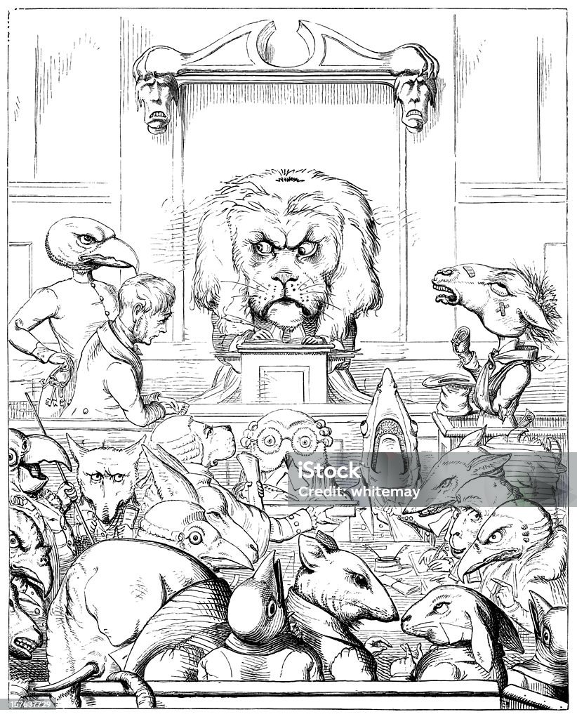 Juge Lion étrangers en court - Illustration de Faune libre de droits