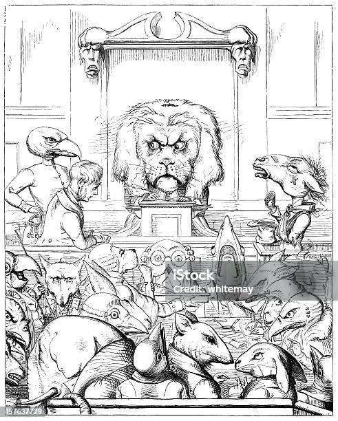 Juge Lion Étrangers En Court Vecteurs libres de droits et plus d'images vectorielles de Faune - Faune, Salle de tribunal, Conte de fée