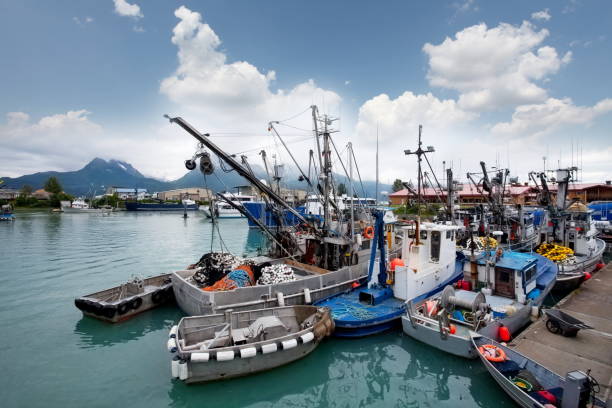 Fishing vessels hiding from a powerful incoming storm in St Helena Bay - South Africa