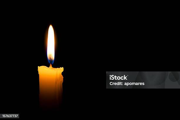Single Lit Candle With Quite Flame Stock Photo - Download Image Now - Candle, Flame, Dark