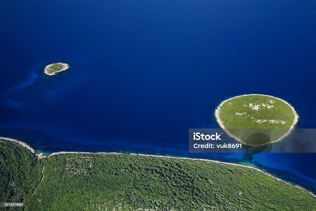 Attractive islands Attractive islands-Parts of Losinj island-Helicopter view-Croatia-Europe-Altitude 1000 m Aerial View Stock Photo