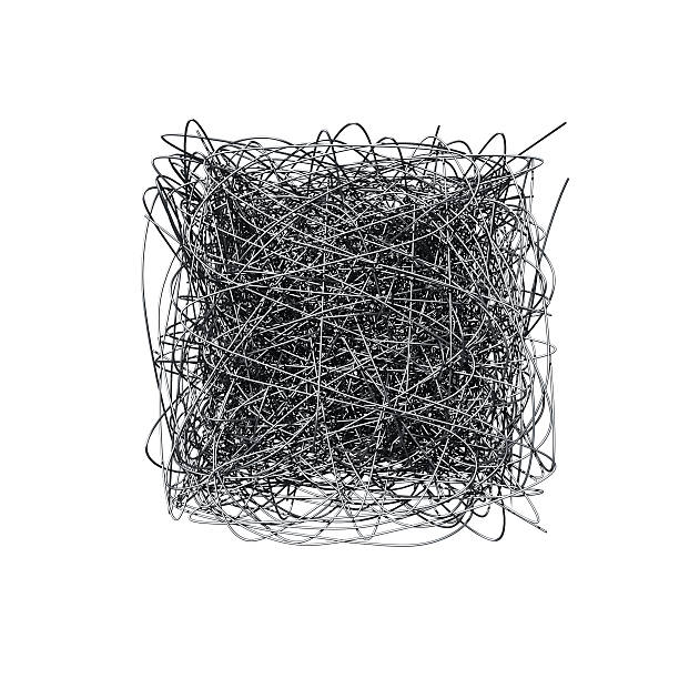 Abstract view of metal wire shaped in a cube
