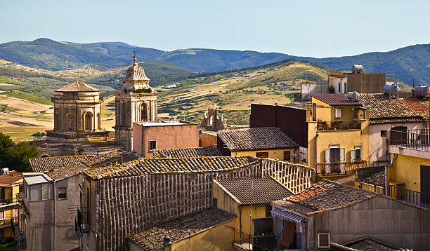 Village of Stilo with famous church built in the 10 th century , called the Cattolica, Calabria, Italy.