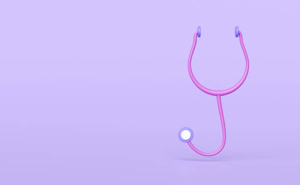 istock 3d stethoscope isolated on purple background. 3d render illustration 1576381923