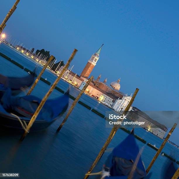 San Giorgio Maggiore Church And Gondolas In Venice Stock Photo - Download Image Now - 21st Century, Architecture, Blue