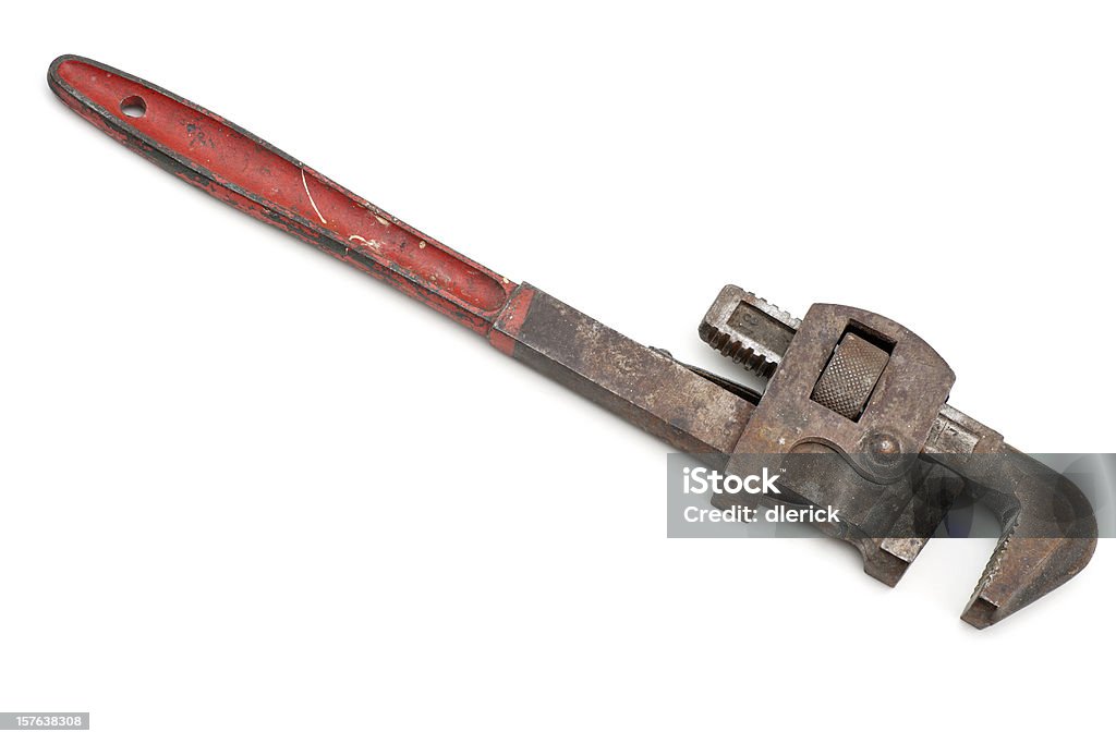 O rusty pipe wrench - Foto de stock de Antigo royalty-free