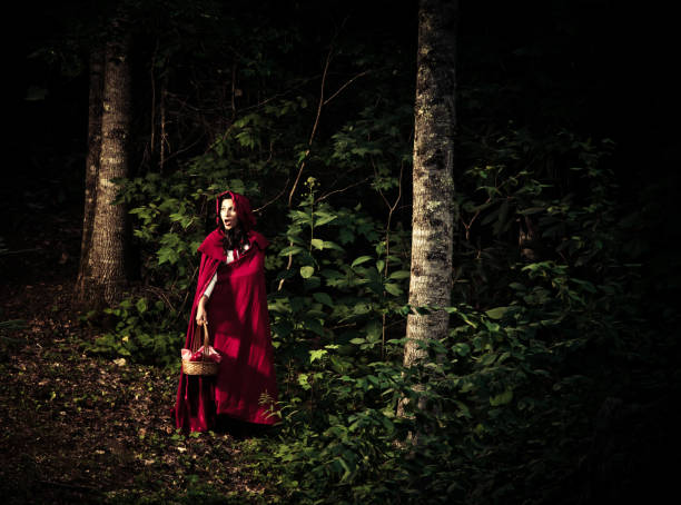 istock Little Red Riding Hood lost in the forest 157638358