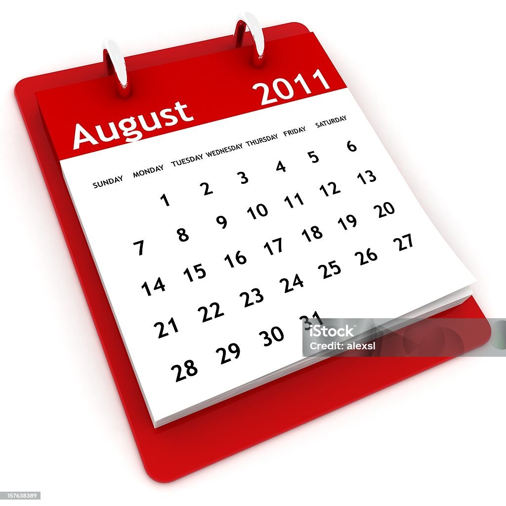 Série de agosto de 2011-calendário - Foto de stock de 2011 royalty-free