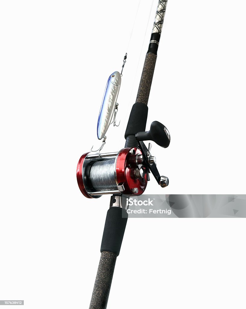 Surf Fishing Rod Reel And Lure On White Stock Photo - Download Image Now -  White Background, Fishing Rod, Fishing Reel - iStock