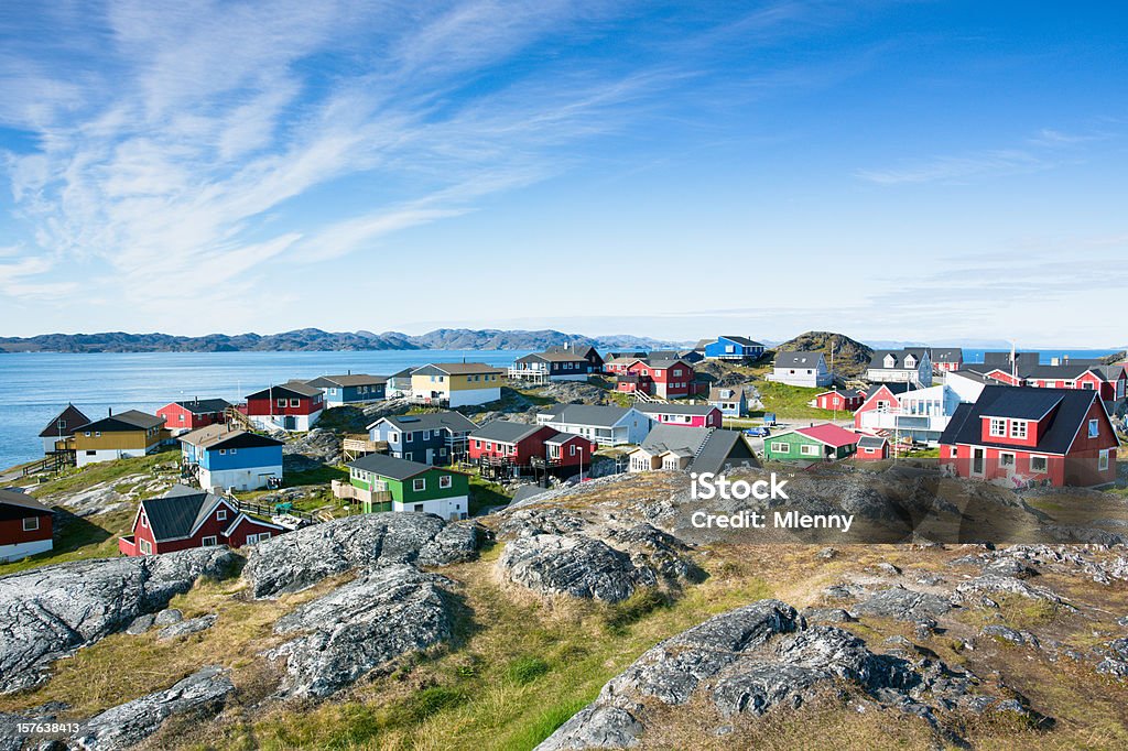 Nuuk (Nuuk), capitale della Groenlandia in estate - Foto stock royalty-free di Villaggio
