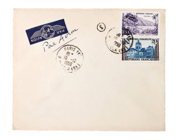 istock Air mail envelope with 1959 Paris postmark and French stamps 157638423