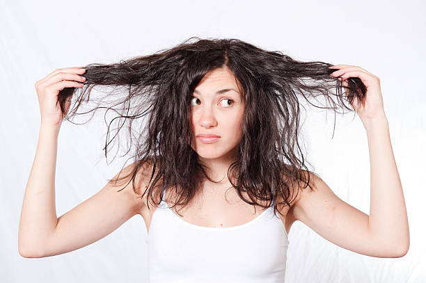 Dry and Damaged Hair  sighing stock pictures, royalty-free photos & images