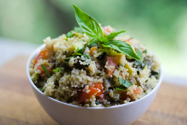 Bulgur Wheat Salad with fresh Vegetables Tabbouleh Salad, Bulgur Wheat Salad with fresh Vegetables bulgur wheat stock pictures, royalty-free photos & images