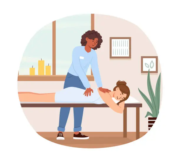 Vector illustration of Woman with client at massage vector concept